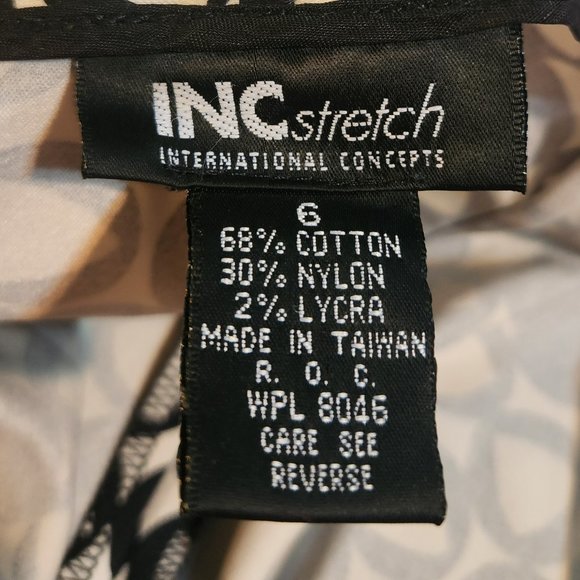 INC International Concepts - Cream/Black Geometric STRETCH Capri Pants - Size 6 - Picture 5 of 8